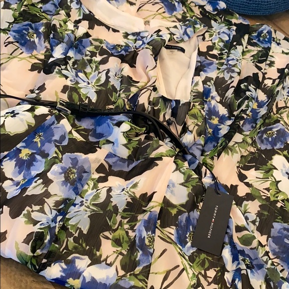 TOMMY HILFIGER chiffon midi periwinkle dress - Picture 10 of 11